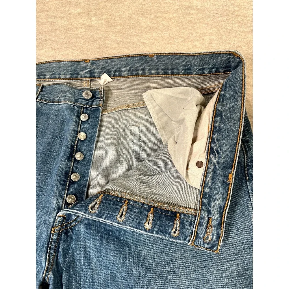 Levis 501 Original Fit Jeans Mens 40x30 Blue Denim Cotton High Rise Straight Leg